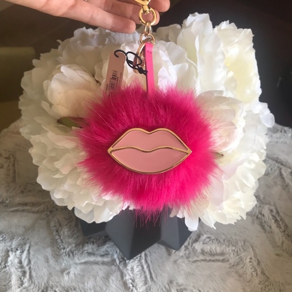 Victoria's Secret Accessories - Victoria’s Secret Pink Lip Pom Pom Keychain